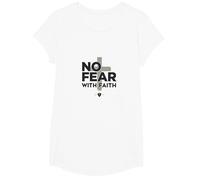 No Fear with Faith Life is Scary Without Jesus Christian T-Shirt, Girls, White, Medium