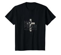 No Fear with Faith Life is Scary Without Jesus Christian T-Shirt, Kids, Black, 4 Years