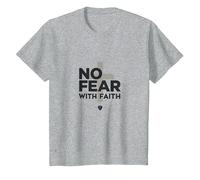 No Fear with Faith Life is Scary Without Jesus Christian T-Shirt, Kids, Heather Grey, 12 Years