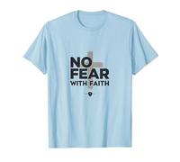No Fear with Faith Life is Scary Without Jesus Christian T-Shirt, Men, Baby Blue, L