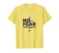 No Fear with Faith Life is Scary Without Jesus Christian T-Shirt, Men, Lemon, XXL