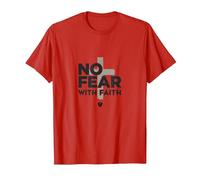 No Fear with Faith Life is Scary Without Jesus Christian T-Shirt, Men, Red, XL