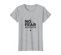 No Fear with Faith Life is Scary Without Jesus Christian T-Shirt, Women, Heather Grey, XXL