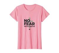 No Fear with Faith Life is Scary Without Jesus Christian T-Shirt, Women, Pink, S