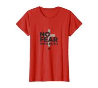 No Fear with Faith Life is Scary Without Jesus Christian T-Shirt, Women, Red, XXL