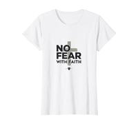 No Fear with Faith Life is Scary Without Jesus Christian T-Shirt, Women, White, XS