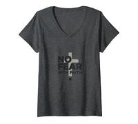 No Fear with Faith Life is Scary Without Jesus Christian V-Neck T-Shirt, Women, Dark Heather Grey, S