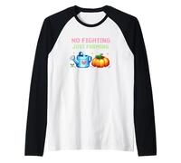 No Fighting Just Farming Cozy Gamer Pixel Garden Pumpkin Raglan Baseball Tee