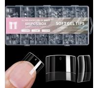 No-File Nail Tips 600pcs for Home Salon Use(05)
