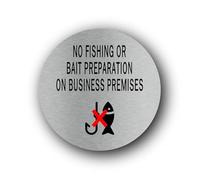 No Fishing or Bait Preparation Prohibited sign - 9.5x9.5cm Brushed Aluminium