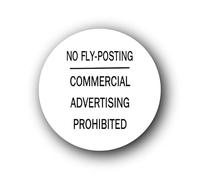 No fly-posting and commercial advertising prohibition sign - 9.5x9.5cm Brushed Aluminium