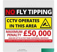 No Fly Tipping CCTV in Operation Warning Self-Adhesive A4 Size Vinyl Sticker 297mm x 210mm This if for OUTSIDE fitting printed on External grade vinyl and designed to be Outside