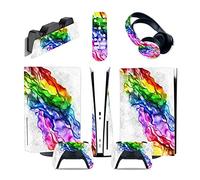 No Foaming Bubble Free 83804 For PS5 Console Disc Edition & Digital Edition Sticker Vinyl Decal Cover For Ps5 Controller & Charging Station & Headset & Media Remote(Disc Version)