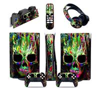 No Foaming Bubble Free For PS5 Console Disc Edition & Digital Edition Sticker Vinyl Decal Cover For Ps5 Controller & Charging Station & Headset & Media Remote 98056(Disc Version)