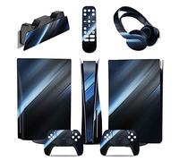 No Foaming Bubble Free For PS5 Console Disc Edition & Digital Edition Sticker Vinyl Decal Cover For Ps5 Controller & Charging Station & Headset & Media Remote 10057(Disc Version)