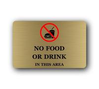 No food or drink allowed Sign - 14.0x9.0cm Brushed Aluminium