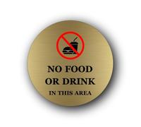 No food or drink allowed Sign - 9.5x9.5cm Brushed Aluminium