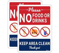 No Food or Drink Keep Area Clean Signs 10 x 7 Inches Rust Free Aluminum Weatherproof Easy to Install Outdoor Use 2 Pack