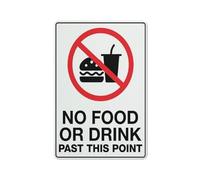 No Food Or Drink Past This Point Sign 12 X 8 Inches Reflective Aluminum Metal Warning Signage With Symbol For Indoor Outdoor Use