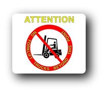 No Forklift Trucks Beyond This Point Sign - 11.0x9.5cm Brushed Aluminium