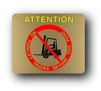 No Forklift Trucks Beyond This Point Sign - 11.0x9.5cm Brushed Aluminium