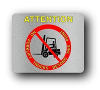 No Forklift Trucks Beyond This Point Sign - 11.0x9.5cm Brushed Aluminium