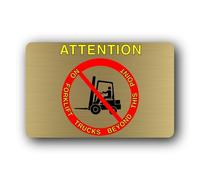 No Forklift Trucks Beyond This Point Sign - 14.0x9.0cm Brushed Aluminium
