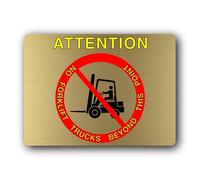 No Forklift Trucks Beyond This Point Sign - 19.0x14.0cm Brushed Aluminium