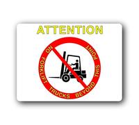 No Forklift Trucks Beyond This Point Sign - 19.0x14.0cm Brushed Aluminium