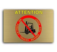 No Forklift Trucks Beyond This Point Sign - 29.0x19.0cm Brushed Aluminium