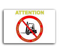 No Forklift Trucks Beyond This Point Sign - 29.0x19.0cm Brushed Aluminium
