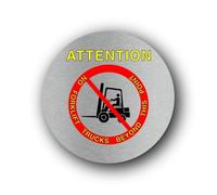 No Forklift Trucks Beyond This Point Sign - 9.5x9.5cm Brushed Aluminium