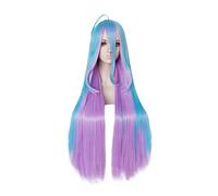 No Game No Life Shiro Natural Wig Long Straight 2 Tones Blue Purple Mix Synthetic Cosplay Wigs for Halloween Carnival Party KUYB4572