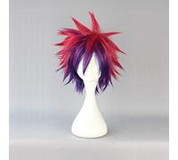 NO GAME NO LIFE Sora Cosplay Wigs 35cm Short Straight Fluffy Heat Resistant Synthetic Hair Red Purple Mixed Anime Costume Party
