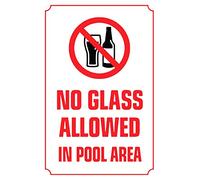 No Glass Allowed in Pool Area Warning Sign Swimming Pool Safety Pool Rules Metal Plate Tin Sign 8X12 Inches