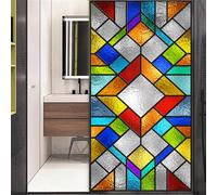 No Glue Decorative Privacy Frosted Window Film Modern Classic Stained Glass Door Window Decals Window Sticker 55x100cm(21.6"x39.4)