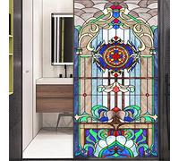 No Glue Decorative Privacy Frosted Window Film Modern Classic Stained Glass Door Window Decals Window Sticker 55x90cm(21.6"x35.4")
