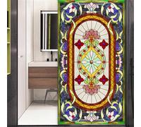 No Glue Decorative Privacy Frosted Window Film Modern Classic Stained Glass Door Window Decals Window Sticker 60x180cm(23.6"x70.9")