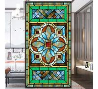 No Glue Static Cling Privacy Windows Film 01R European Church Style Stained Glass Decorative Window Stickers 55x90cm(21.6"x35.4")