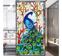 No Glue Static Cling Privacy Windows Film Peacock Spreads Stained Glass Decorative Window Stickers 40x120cm(15.7"x47.2")