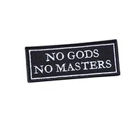 NO Gods Masters - Occult Satanic Gothic Ghost Magic Demonic Satan Devil Lucifer Witch Rock 666 2 Embroidered Iron on Applique Souvenir Accessory