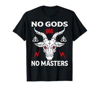 No Gods No Masters Baphomet Pentagram Atheist Satanism T-Shirt