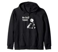 No Golf Today Sad Stick Man Humor Pushing a Golf Cart Zip Hoodie