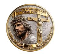 No Greater Love Resurrection Commemorative Coin, 3D Christian Challenge Coin, Bible Verse Keepsake Gift for the Great Believers Pocket Token