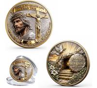 No Greater Love Resurrection Commemorative Coin, Christian Challenge Coin with Jesus Cross Crown of Thorns, “He is Risen” Empty Tomb Bible Verse Token, Religious Keepsake for Believers (2PCS)