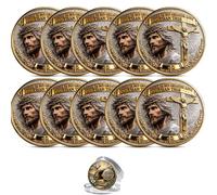 No Greater Love Resurrection Commemorative Coin, Christian Jesus Challenge Coin with Cross & Crown of Thorns, He is Risen Bible Verse Token, Religious Faith Gift for Believers (10PCS)