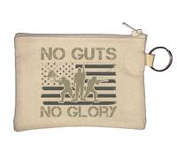 No Guts no Glory USA Flag Graphic Key Chain Coin Purse Beige