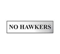 No Hawkers Sign - Self-Adhesive PVC - Chrome Effect - 200mm x 50mm