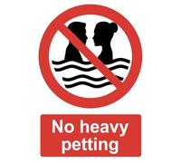 No Heavy Petting Pool Safety Warning Sign Adhesive Sticker A4 297mm x 210mm