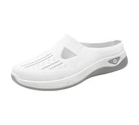 No Heel Casual Shoes Womens Comfortable Slip-on Loafers Soft Breathable Mesh Upper Lightweight Outdoor Walking Flats Summer Spring Trainers Mesh Up Athletic Sneakers(White, 3.5)